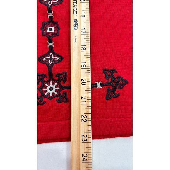 Womens Y2k Large Wool Sweater Vest Aztec Red Preppy Academia Grandmacore Retro - Picture 8 of 8